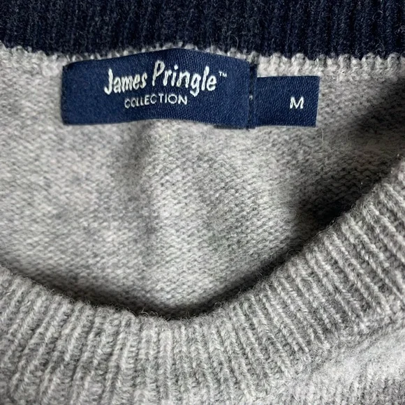 James Pringle Wool Heather Gray Crewneck Sweater Size M - Picture 2 of 4